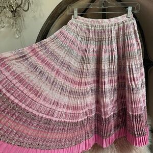 Vintage 1960s Cotton Metallic Woven Party Skirt Pink XXS XS 0 2